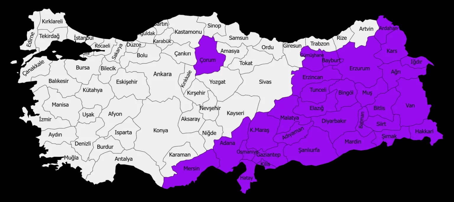 Yıldız dolu (kutulu) 3. bölge illere özel